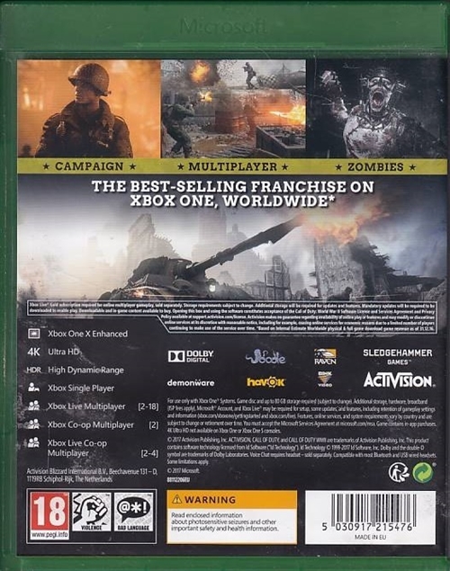 Call of Duty WWII - Xbox One (A-Grade) (Genbrug)